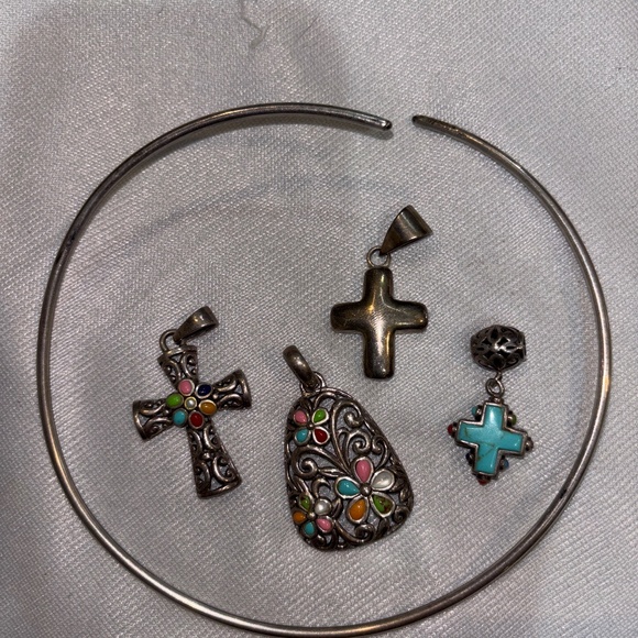 Sterling Silver Necklace with Pendents - Picture 1 of 9